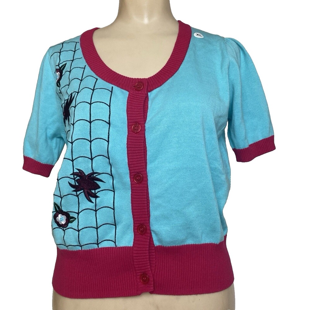 We Love Fine X Marvel Spider Gwen Vintage Style Cardigan Sweater Juniors XL